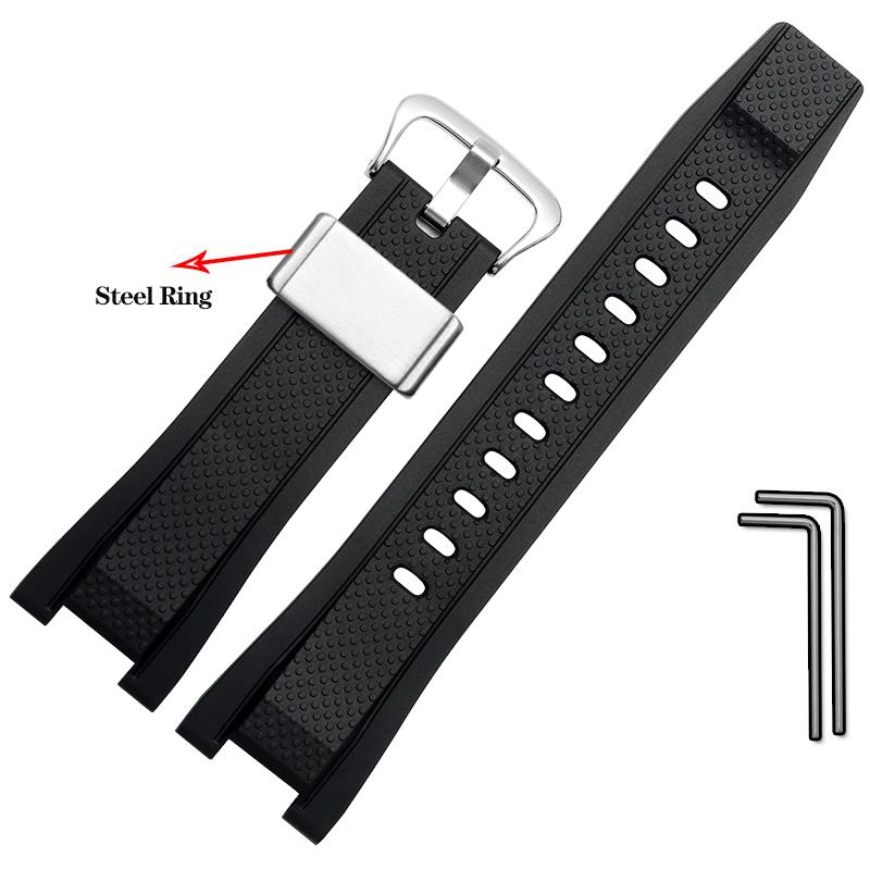 26*14mm Soft Rubber Watchband Replacement for Casio G SHOCK GST-B100/S300/410/210/W110/W100/S110/S100 Silicone Band Men Strap