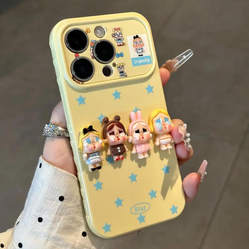 Cute 3D Crying Doll Heart Window Case for iPhone 17/16/15 Pro Max
