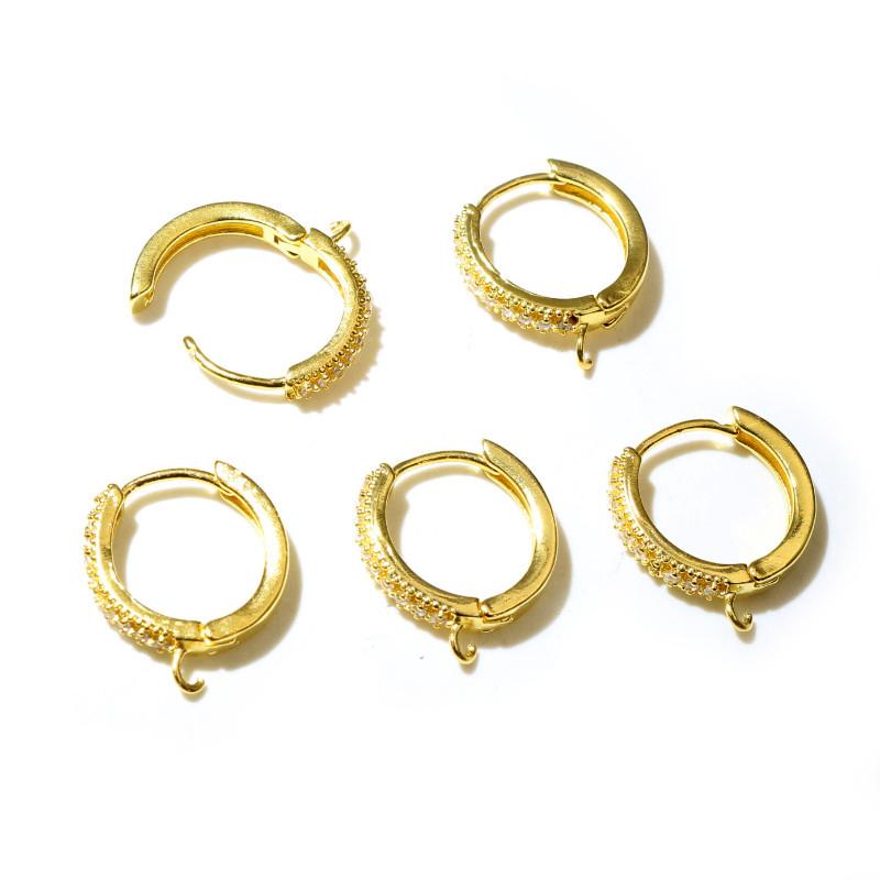 10pcs 15mm with Zircon Gold Silver Color Earring Hooks Leverback Open Loop DIY Earring Clips Clasp Jewelry Making Accessories