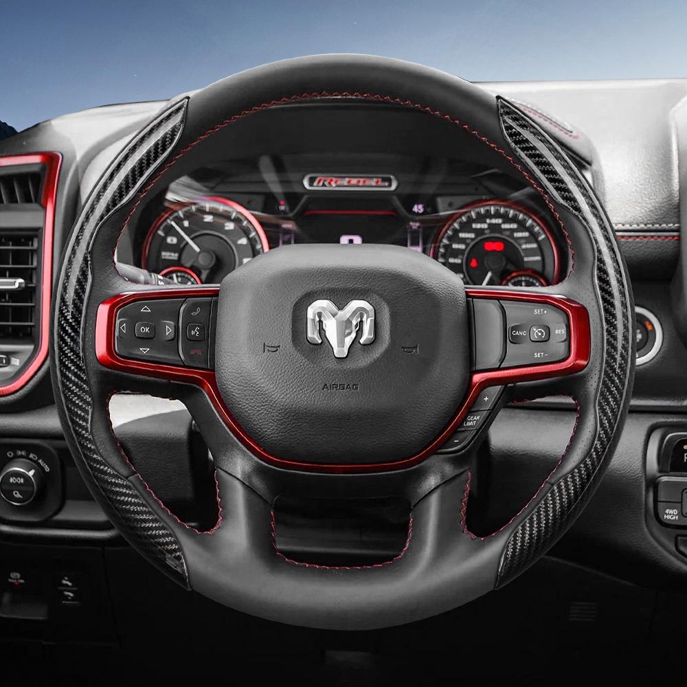 Suitable for Ram Carbon Fiber Texture Steering Wheel Cover with Segmented Quick-Release Design, Durable, for Pickup Promaster Rampage 1500 2500 3500 4