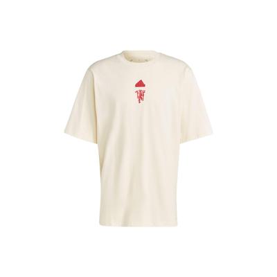 Manchester United Lifestyle Sports Crew Neck Short Sleeve T-Shirt Men Tops Off-White IA8552