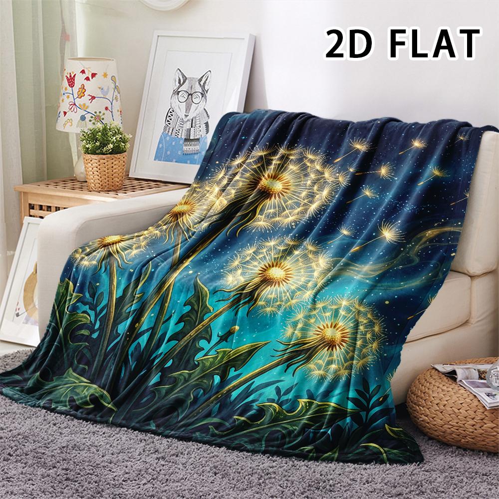 1Pc Dandelion Print Flannel Blanket,High Quality Comfortable for All Seasons,Home Decor,Warmth and Comfort,Perfect for Christmas Gifts