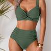 Europeisk Amerikansk Sexig Bikini för Kvinnor - Högmidjad Tvådelad Baddräkt, Snygg Badkläder för Stranden