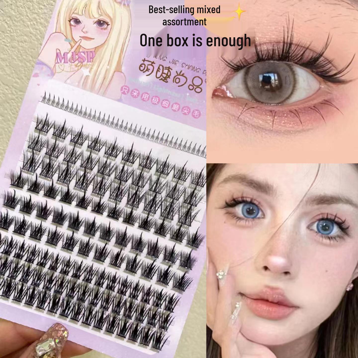 

V-Shaped Lazy Steps False Eyelash Book - Pure Devil & Wheat Ear Combo Style