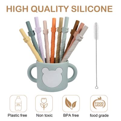 10 Pezzi Cannucce Colorate in Silicone Riutilizzabili Facili da Pulire Senza BPA per Alimenti Lavabili in Lavastoviglie Cannucce Dritte