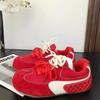 Ugly cute niche pink puff German training shoes spring and summer new flat-bottomed student casual sports shoes