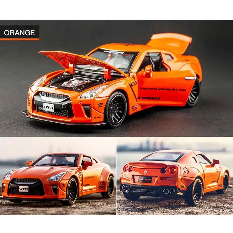1/32 NISSAN GTR Race Legering Bilmodell Diecasts og leketøy Kjøretøy Lekebiler Gratis frakt Barneleker for barn Gaver Gutteleke