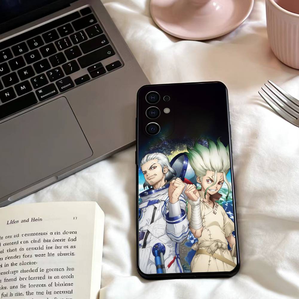 Anime Dr. S-STONE Phone Case For Samsung S25,24,23,22,30,21,10,9,Ultra,Plus,Lite,FE,4,5 G Soft Black Case