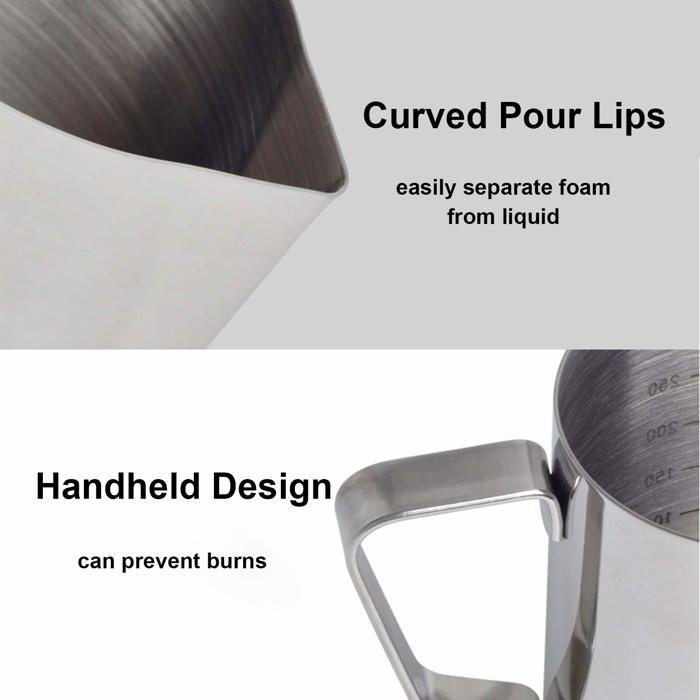 Pichet à lait - emsmil - 350 ml - acier inoxydable - argenté - stylo à latte art