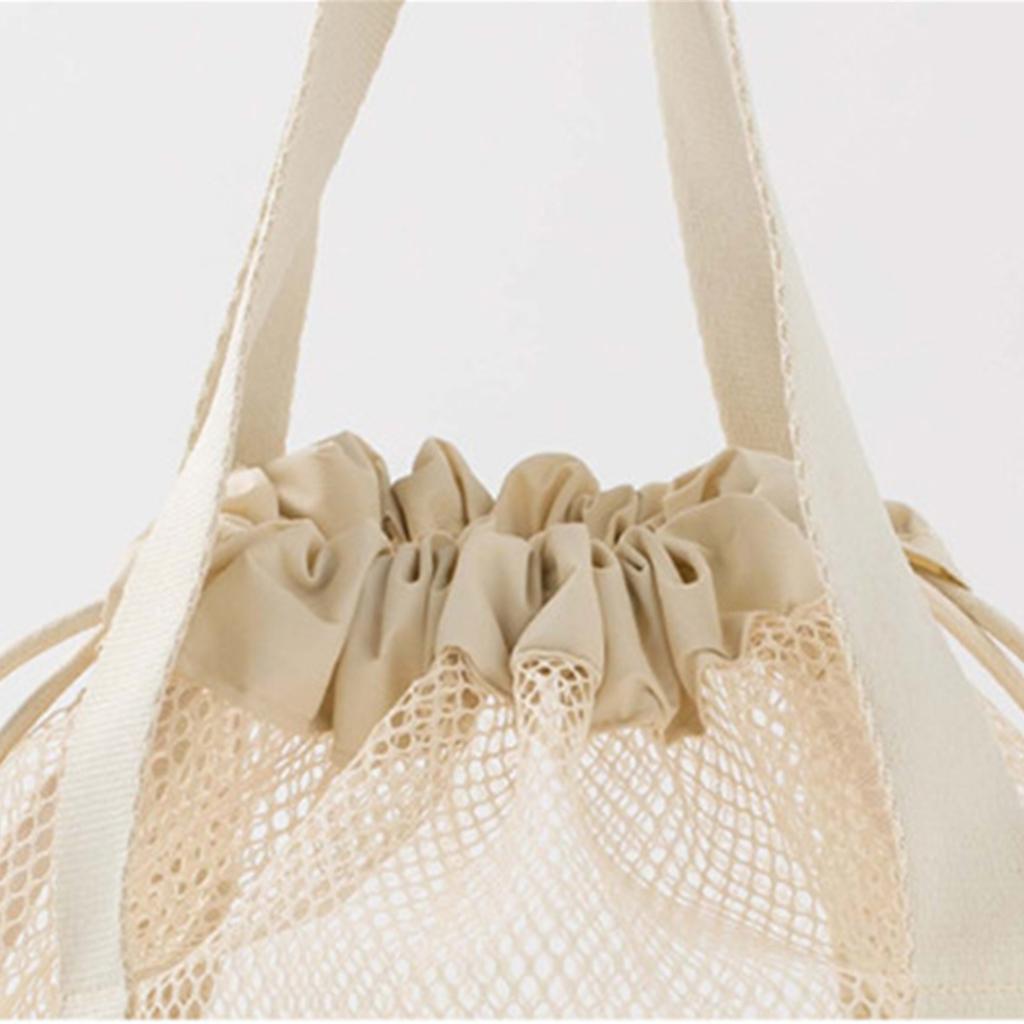Foldable Drawstring Mesh Storage Bag For Swimming Travel Toiletries Organizer Portable Wash Pouch Home Organization