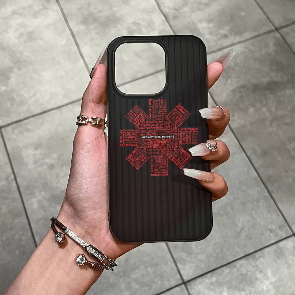 

Red Hot Chili P-Peppers Band For Phone 17 16 15 14 13 12 11 Pro Max Plus Pro Air Phone Case Corrugated Stripe Back Cover iPhone 13