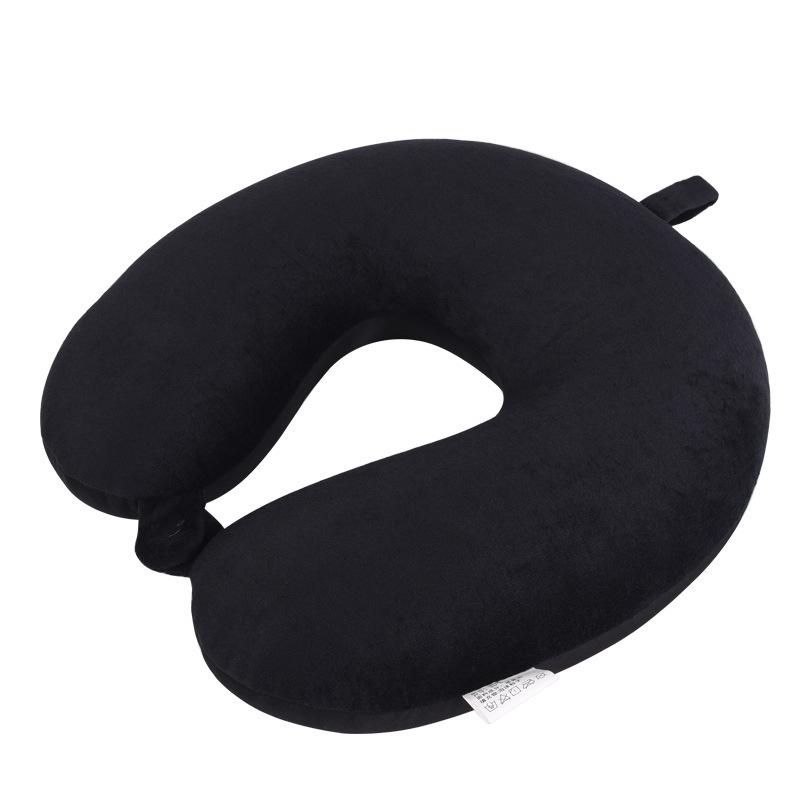 Custom Logo Solid Color U-Shaped Travel Neck Pillow with Foam Particle Support