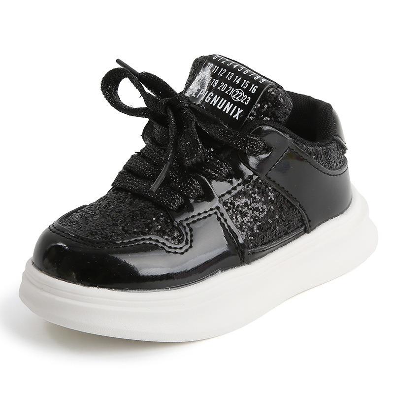 Children’s Sneakers, Spring/Autumn New Arrival, Girls’ Casual Shoes with Sequins, Korean Style Boys’ Skate Shoes, Soft-Soled Baby Flats