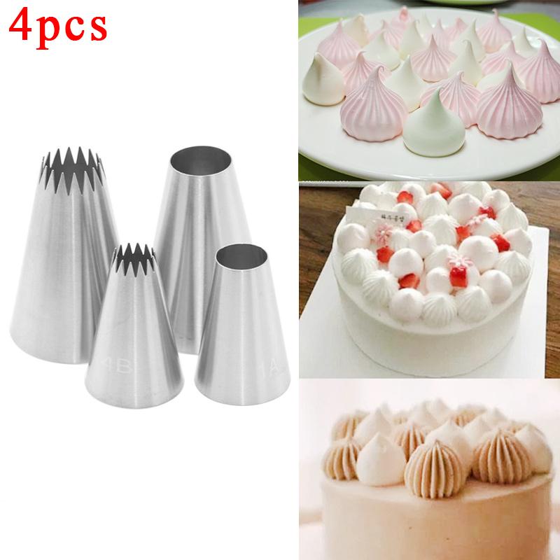 5pcs Large Metal Cake Cream Decoration Tips Set Pastry Tools Stainless Steel Piping Icing Nozzle Cupcake Head Dessert Decorators