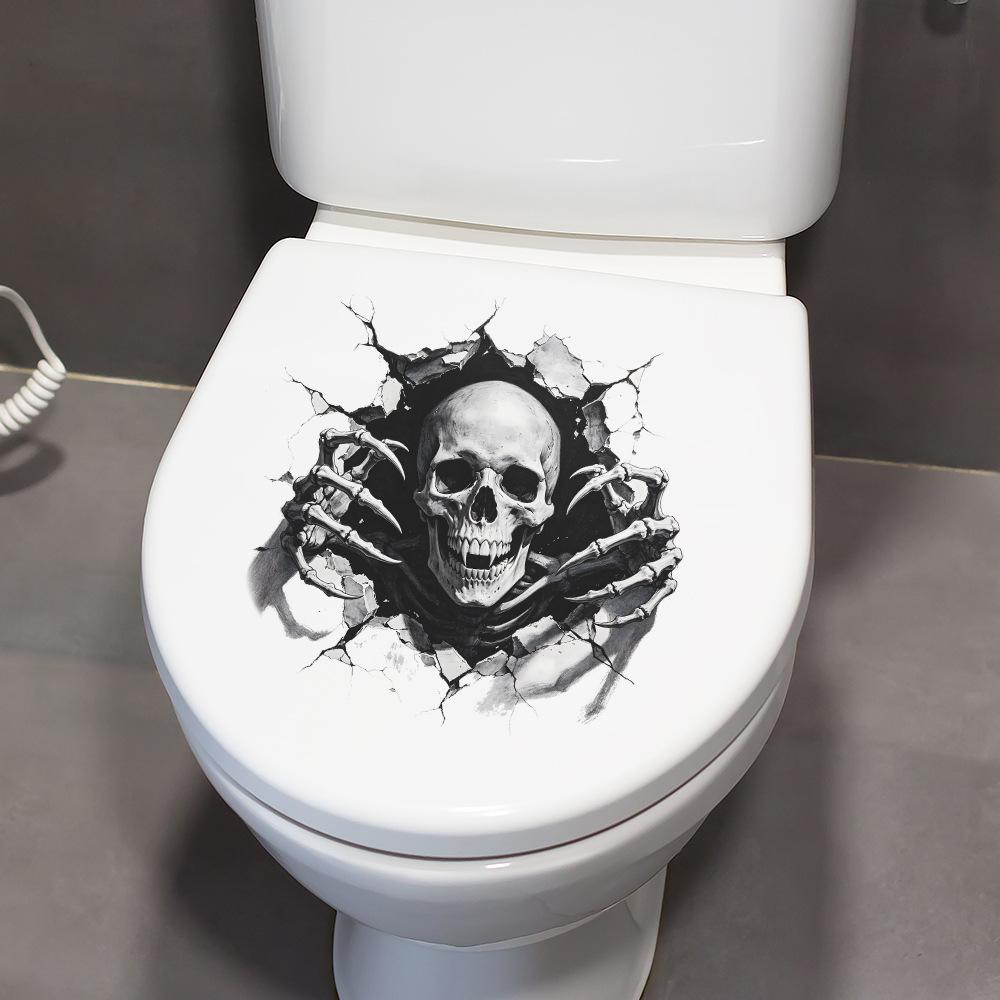 Creative Horror-themed Hole Halloween Skull Bathroom Toilet Decoration Stickers