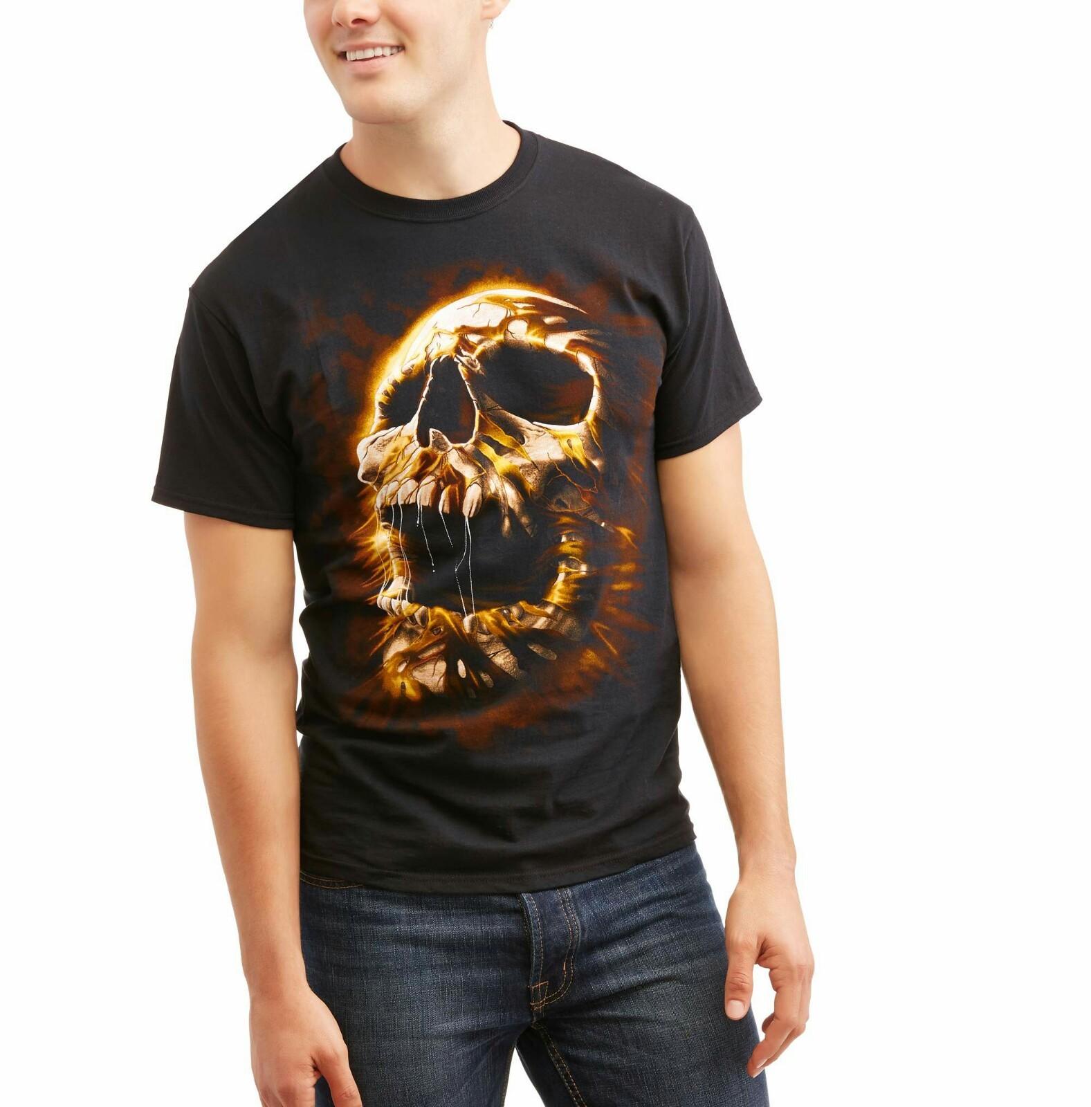 Men s Rip Thru Skull Graphic Halloween T-Shirt Black Tee Medium Size S