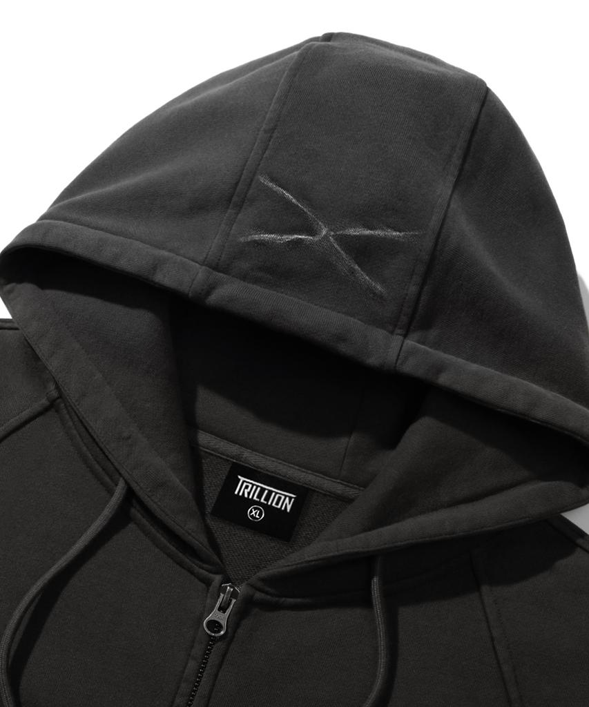 Trillion Domingo Pigment 2-Way Sweat Zip-Up (Charcoal)