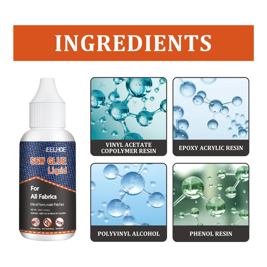 EELHOE clothes fabric glue, clothing repair glue, washable ironing adhesive needle and thread clothes sewing glue