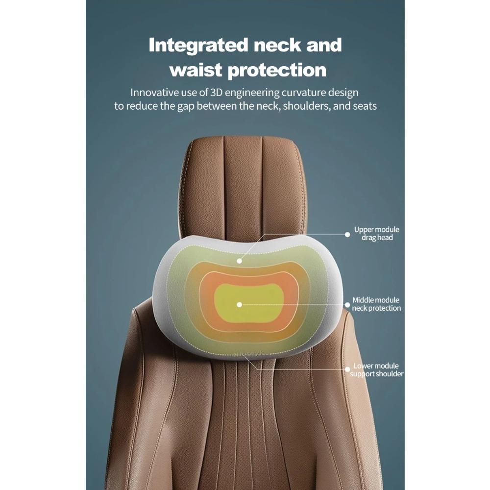 Car Neck Pillow Memory Foam Protective Lumbar Back Support Breathable Car Headrest Cushion Relieve Stress Car Seat Pillow