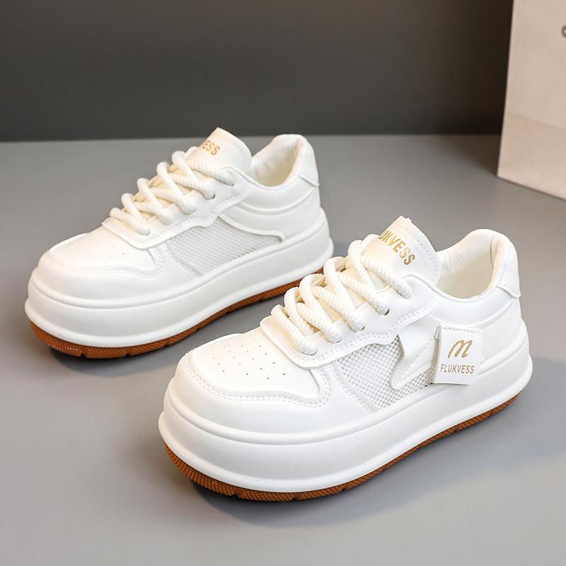 

[Customized] Z6602 new board shoes women s breathable board shoes leather surface women s shoes 2025 spring and summer casual mesh thick sole 35
