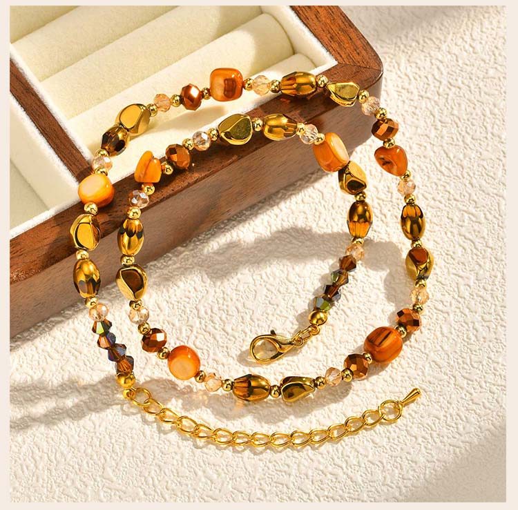 Vintage Naturalny Brązowy Kamień Tygrysie Oko Naszyjnik Choker dla Kobiet, Regulowany Łańcuszek z Koralików, Biżuteria do Układania