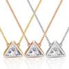 Sleek Geometric Triangle Necklace with 18K Gold-Plated Zirconia On Stainless Steel