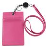 Kaiyusha Extendable Reel-Style Pass Case with Neck Strap, ID Card Case, 3 Pockets, Key Reel Included, for Men and Women (Pink)