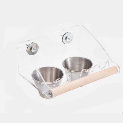 Mangeoire pour oiseaux à monter sur cage en acrylique Anti-éclaboussures Grande capacité Distributeur de nourriture pour oiseaux Anti-dispersion Amovible Contenant de nourriture pour perroquets