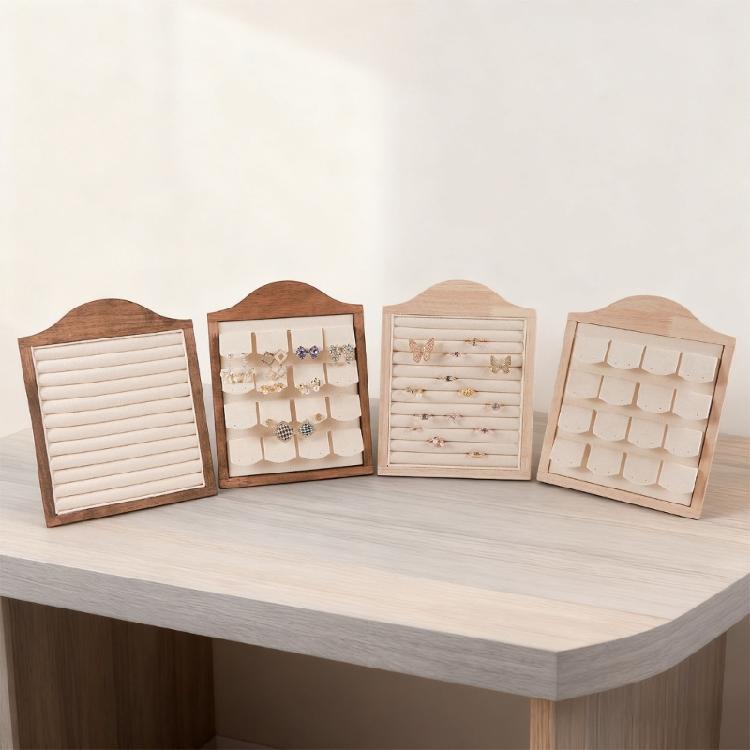 Flannel Lined Wood Rings Holder Display Stand For Secure Jewelry Presentation In Stores And Homes