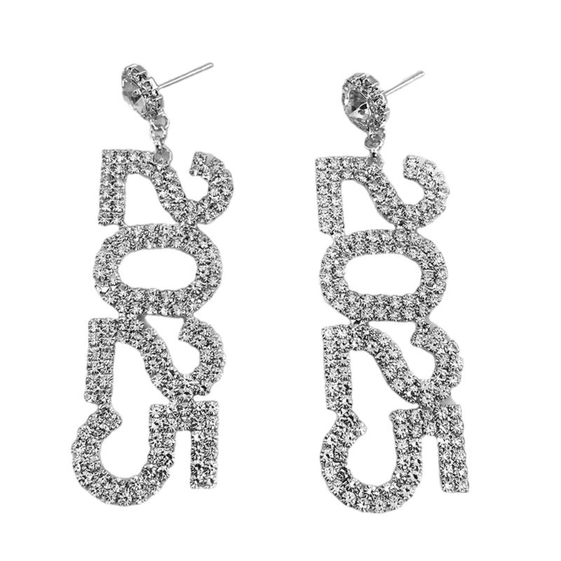 

Женские длинные серьги со стразами 2025, с кристаллами, с цифрами, для модных мероприятий, для повседневной носки 1 серебряный