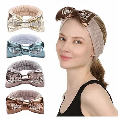 Nuovo OMG Lettera Fasce per le donne Archi dei capelli Fascia per il trucco Lavaggio per il viso Fasce per capelli Accessori per ragazze Corallo in pile Turbante Copricapo