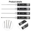 4-Pcs Hexagonal Screwdriver Set Model Tool 1.5/2.0/2.5/3.0mm Black For Remote Control For RC Helicopters Airplanes Transmitters
