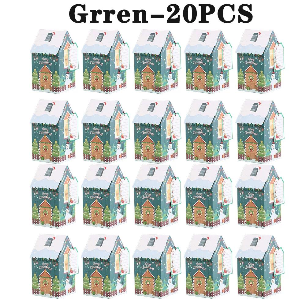 Christmas House Shape Candy Gift Box Christmas Snowman Little House Candy Cookies Packaging bag Bow Boxes Gift Color Box