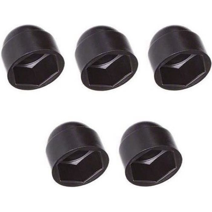 5x CACHE ECROU DIAMETRE M8 / CLE Hexagonale 13mm CAPUCHON BOUCHON PLASTIQUE NOIR VIS AUTO 8MM