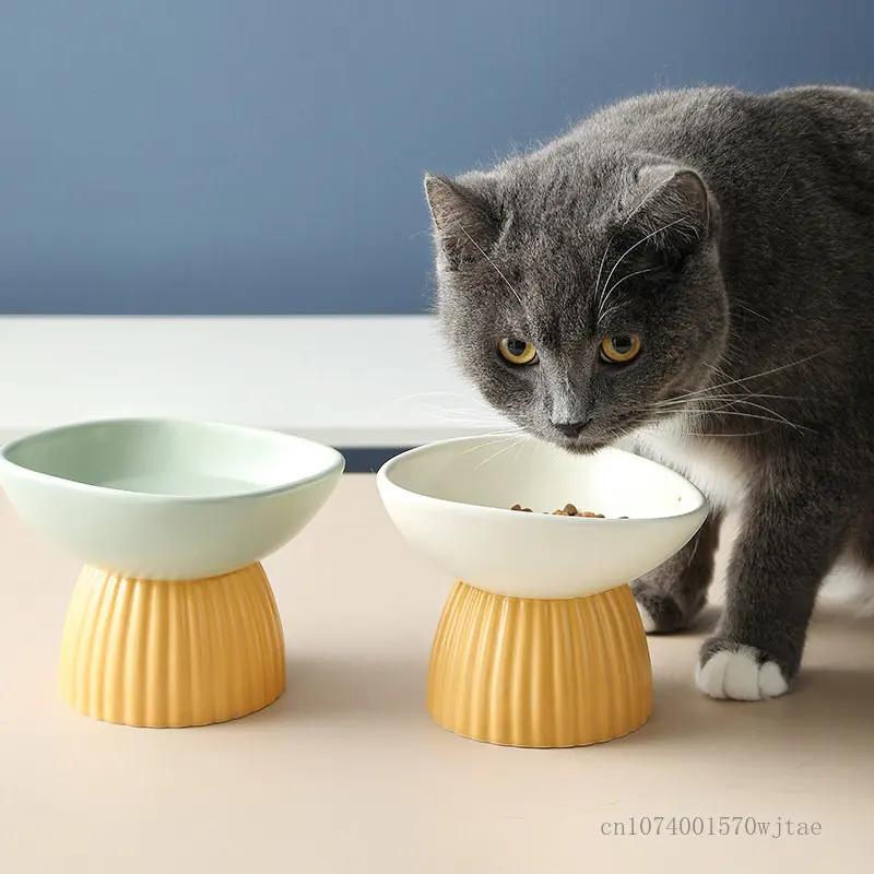 Creative Korean High Leg Water Bowl for Cats And Dog, Pet Supplies Accessories, Color Matching, Spine Protection, Cat Bowls, 1Pc