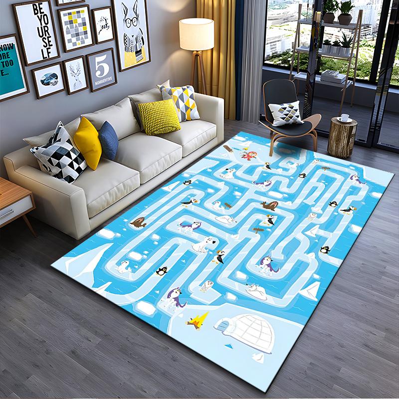 

Arctic Animal Maze Design Carpet Suitable for Living Room and Bedroom Sofa Non-Slip Play Mat 40x60cm( 15x23in )