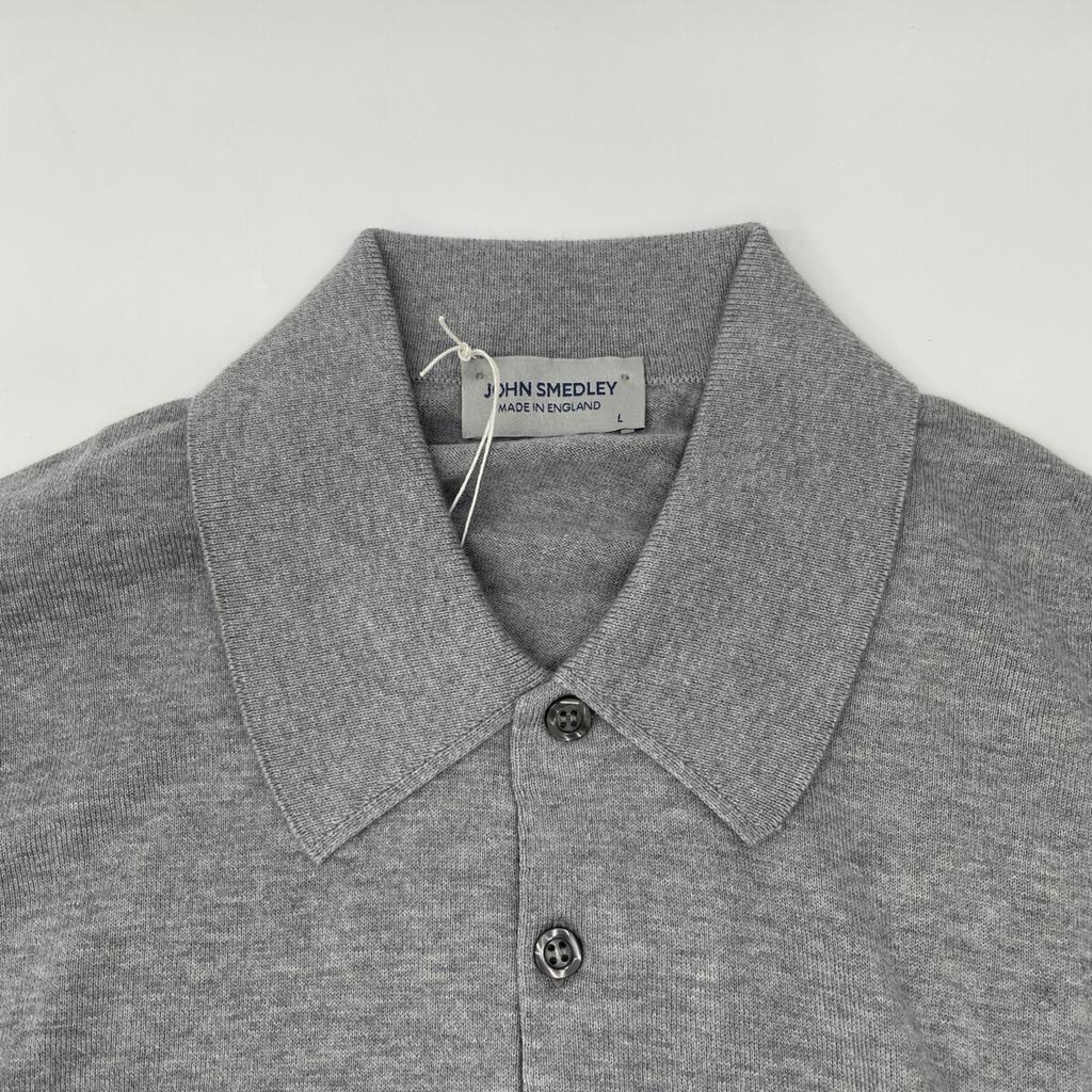 JOHN SMEDLEY ISIS Gray 30 Gauge Cotton Short Sleeve Knit Polo Shirt tops L grayUsed