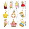 3Pieces Candy Treat Cake Necklace Pendants Portable Gold Plated Enamel Heart Mushroom Pendants Adornment for Necklaces