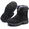 NEARDREAM Snow Winter Thick Size Men's Boots, Snowshoes, Warm, Fleece-Lined, High-Top, Non-Slip, Sole, Black, 27.5