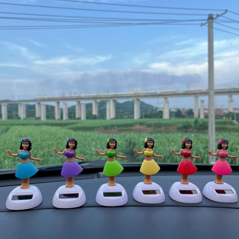 Solar Automatic Swing Dancing Doll Ornaments Car Supplies Figurines Miniature Girl Car Creative Ornaments Car Home Decoration