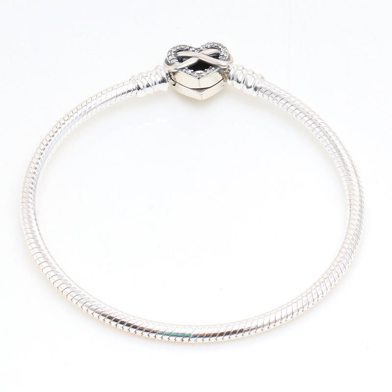 Silver Plated Heart Clasp Snake Chain Bracelet - Elegant Gift for Women