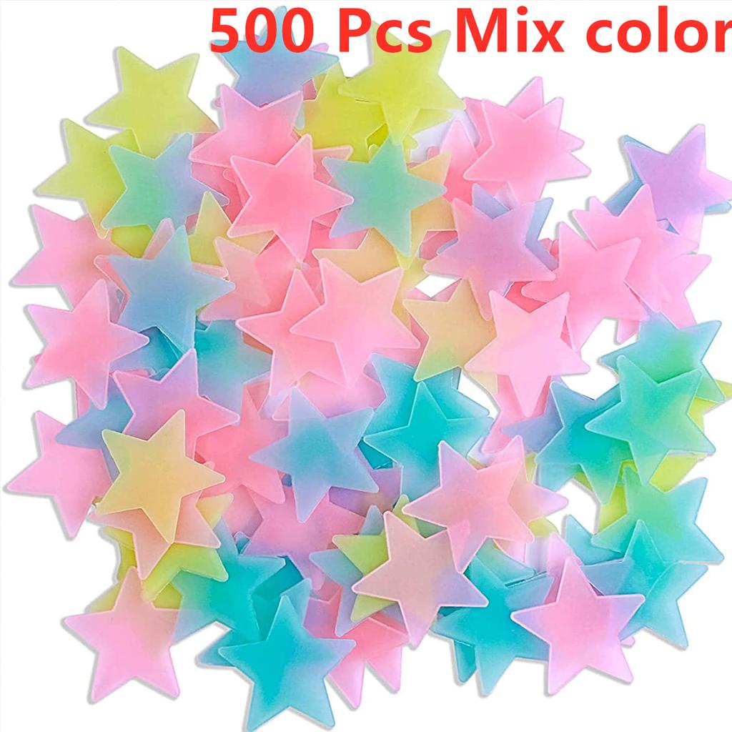 New Style Colorful Glow In The Dark Luminous Stars Plastic Wall Stickers Murals Decals for Home Decor Ceiling Wall Decorate