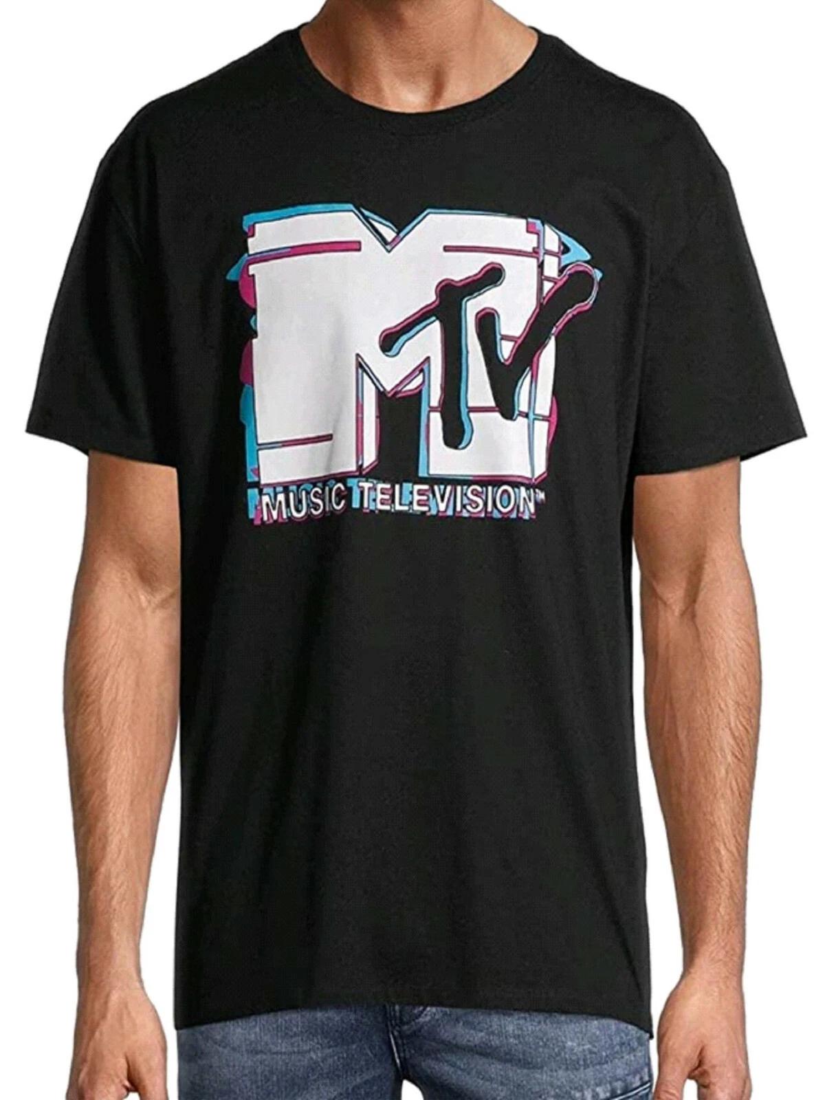 MTV Logo Glitch Black Graphic Men s T-shirt - NWT L