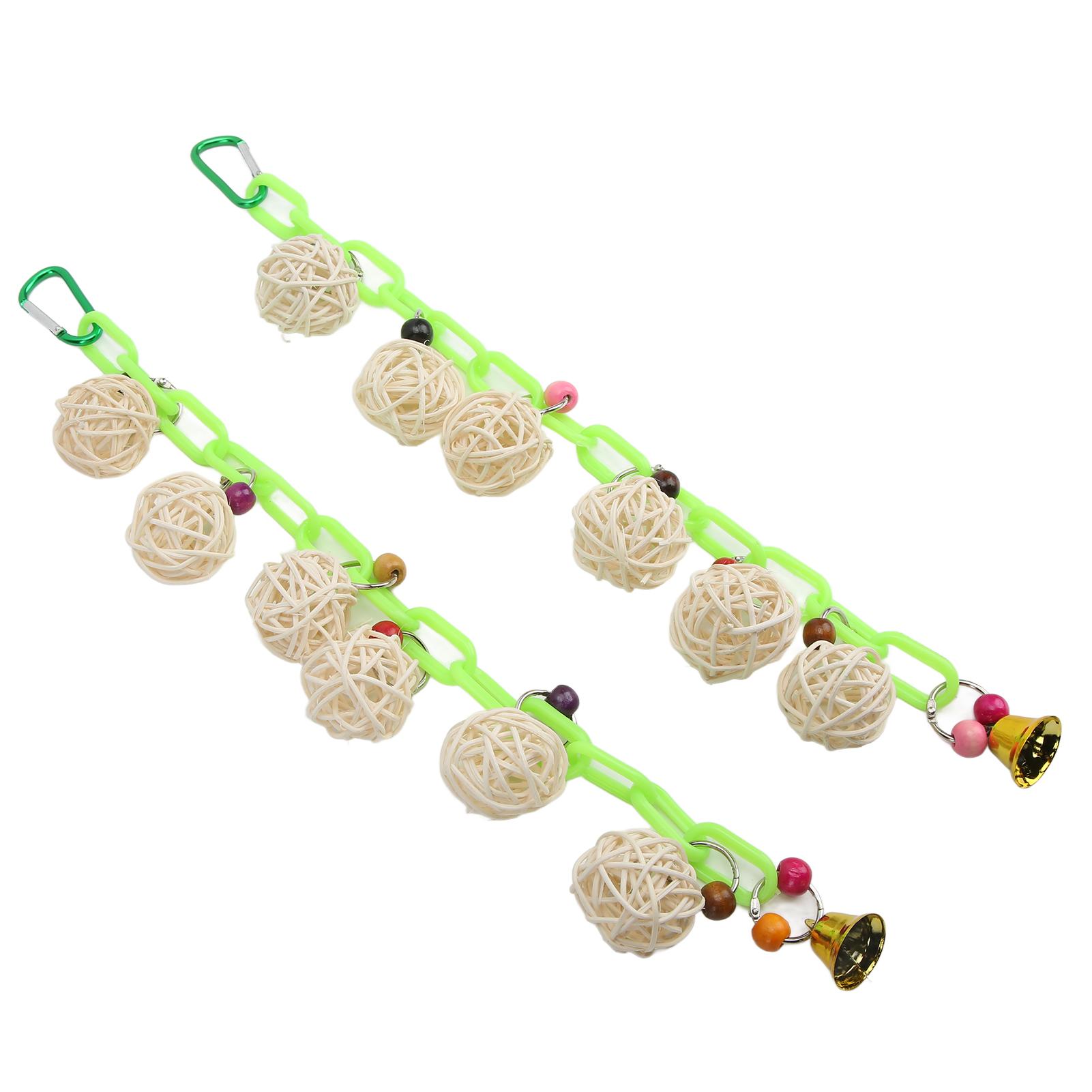 

2pcs Bird Hanging Ball Toy Colorful Toxic Free Bird Chewing Strings with Bell for Parrots Parakeet