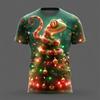 Funny Christmas Animal 3D T-Shirt for Men, Reindeer Antlers Holiday Outfit, Cute Xmas Party Top Clothing Apparel