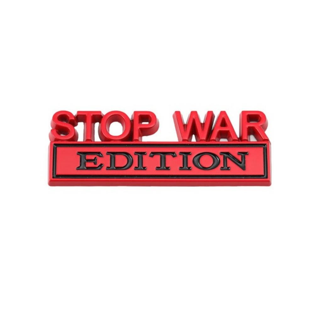 1Pc 3D Metal Stop War Edition Logo Car Front Grille Badge Side Fender Rear Trunk Emblem Sticker Decal