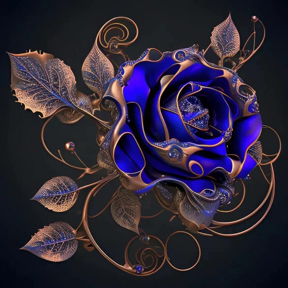 Diamant-Gemälde voller Bohrer, süßes Tier, rundes Diamant-Gemälde, handgefertigt, blaue Rose, Diy-Diamant-Mosaik-Gemälde, Heimdekoration