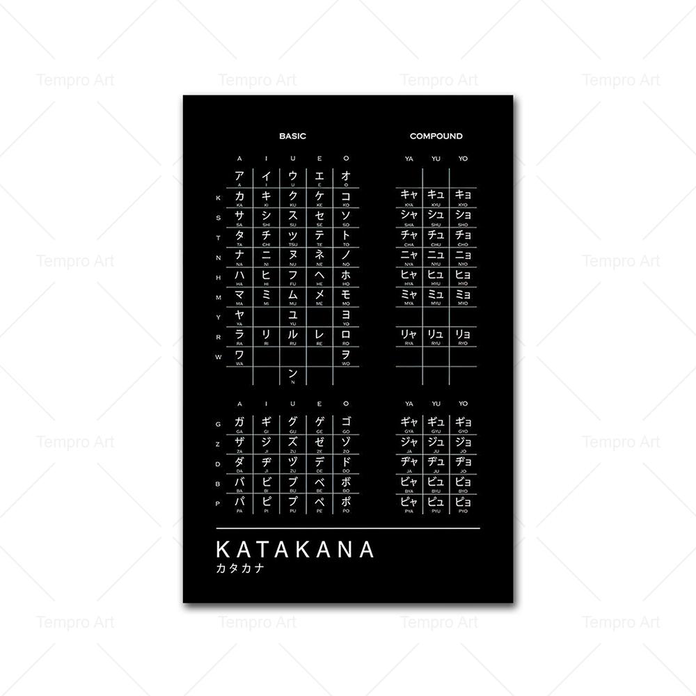 

Хирагана Катакана диаграммы для изучения японского языка плакат и принт холст Paintina офисные настенные картины для гостиной домашний декор 21x30cm No Frame