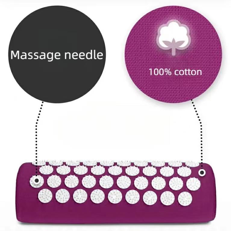 Covoraș de acupunctură pentru masaj 3 în 1 cu rolă pentru spate și gât