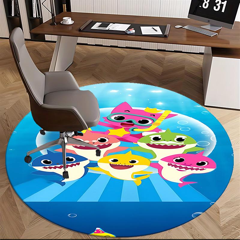 Baby Shark Chair Mat - Round Carpet for Home Decor, Office Use, Living Room, Bedroom, Gift Idea0259b